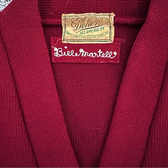 Vintage Dehen Letterman Varsity Cardigan Wool Striped Sleeve Size M - Picture 7 of 8